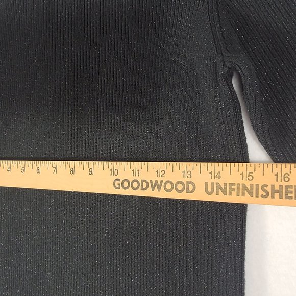 LIZ CLAIBORNE Turtleneck Black Sparkle Stretch Womens Medium Metallic Thread - Picture 8 of 9